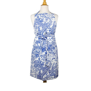 Caspari Pagoda Toile Blue/White Fabc Fabric Apron - 34 X 30 Inches APR012A