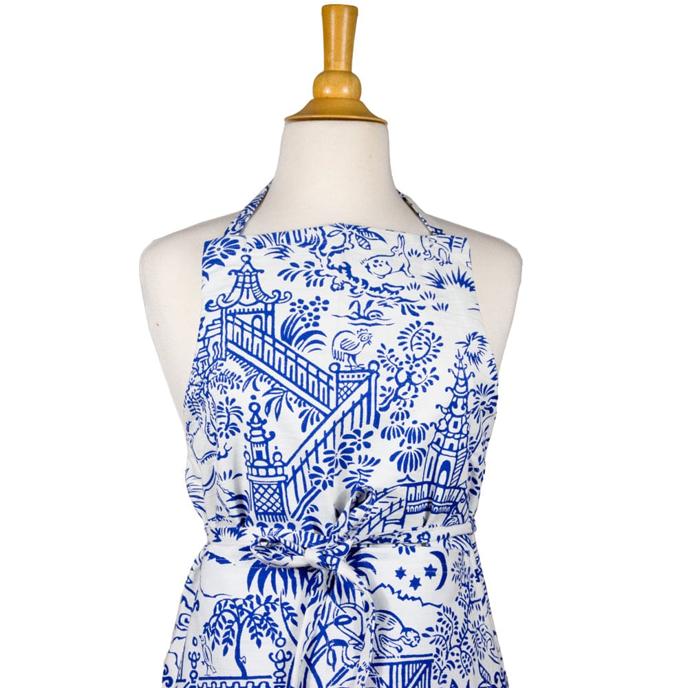 Caspari Apron Collection Pagoda Toile Blue/ White Caspari Apron Collection Pagoda Toile Blue/ White