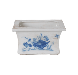 Avala Blue & White Rectangular Planter - 7"
