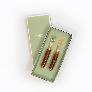 Caspari Bamboo Spreader & Hors d'oeuvre Fork - Set of 2 BAM011