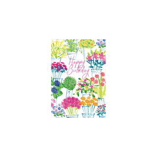 Caspari Floral Whimsy Birthday  Set Of Six Greeting Cards And Envelopes BDAY-FLORWHIMSY