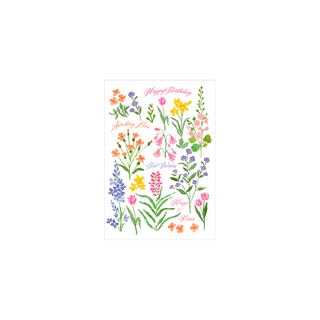 Caspari Floral Whimsy Birthday - Set Of Six Greeting Cards And Envelopes BDAY-FLORWHIMSY