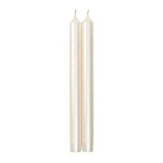 Caspari White Pearlescent Duet Candle Candle Crown Metallic Pairs 10 In CA05.2