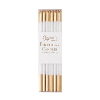 Caspari Birthday Slims-White/Gold Candle Birthday Slims 16-In CA1102