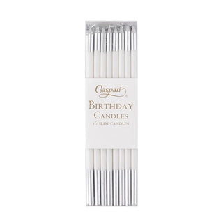 Caspari Birthday Slims-White/Silver Candle Birthday Slims 16-In CA1103