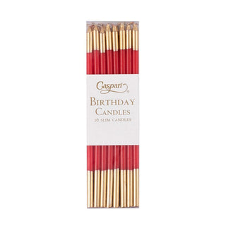 Caspari Birthday Slims-Red/Gold Candle Birthday Slims 16-In CA1111