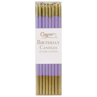Caspari Birthday Slims-Lavender/Gold Candle Birthday Slims 16-In CA1115