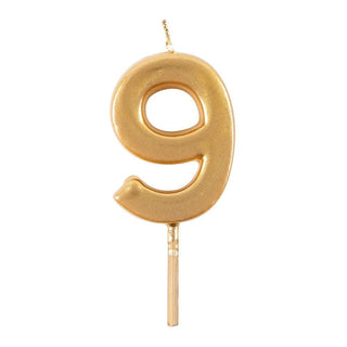 Caspari Number Candle 9-Gold Candle Birthday Number CA909G