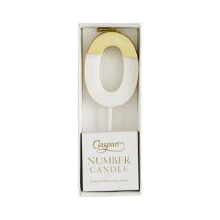 Caspari Number Candle 0 - White/Gold Candle Birthday Number CA910