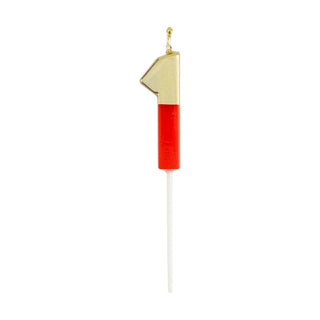 Caspari Number Candle 1 - Red/Gold Candle Birthday Number CA911