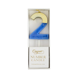 Caspari Number Candle 2 - French Blue/Gold Candle Birthday Number CA912