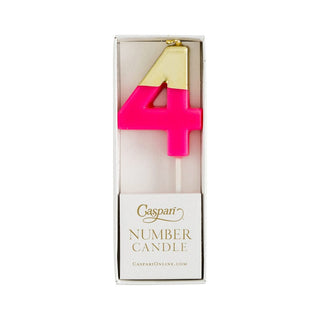 Caspari Number Candle 4 - Fuchsia/Gold Candle Birthday Number CA914
