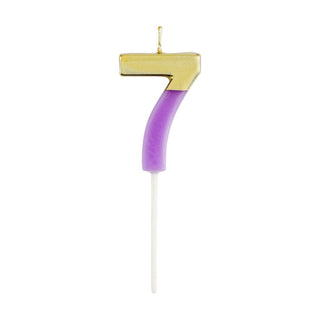 Caspari Number Candle 7 - Purple/Gold Candle Birthday Number CA917