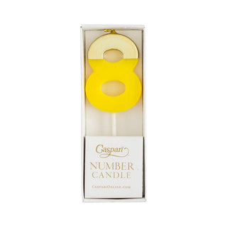 Caspari Number Candle 8 - Yellow/Gold Candle Birthday Number CA918