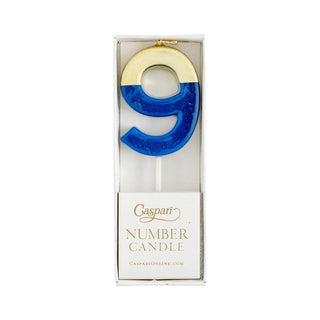 Caspari Number Candle 9 - Royal Blue/Gold Candle Birthday Number CA919