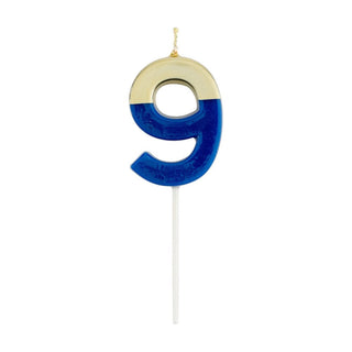 Caspari Number Candle 9 - Royal Blue/Gold Candle Birthday Number CA919