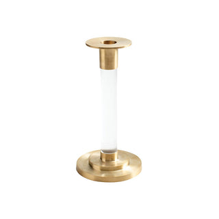 Caspari Small Candlestick-Clear 7 Inch Candlestick - Resin/Brass CAN004