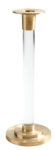 Caspari Large Candlestick Clear 10 Inch Candlestick - Resin/Brass CAN104