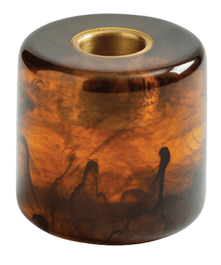 Caspari Cylinder Candleholder-Tortoiseshell Candle Resin Round Holder CAN205