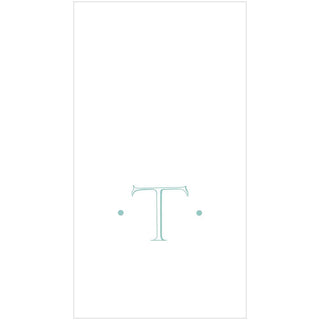 Caspari Caspari Antique Robin's Egg Single Initial Guest Towel Napkins - 24 Per Box
