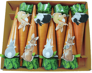 Caspari Bunnies and Carrots Luxury Cone Crackers 10 Inch - 8 per box CK144.10