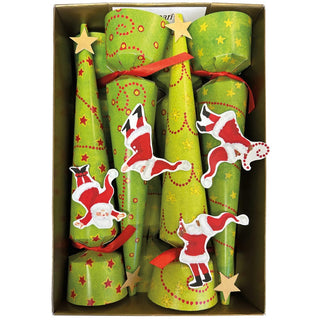 Caspari Twirling Santas Luxury Cone Crackers - 8 Per Box CK163.10