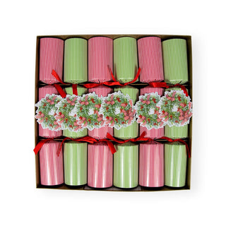 Caspari Ribbon Stripe Wreath Christmas Cracker - 6 per Box CK165.12
