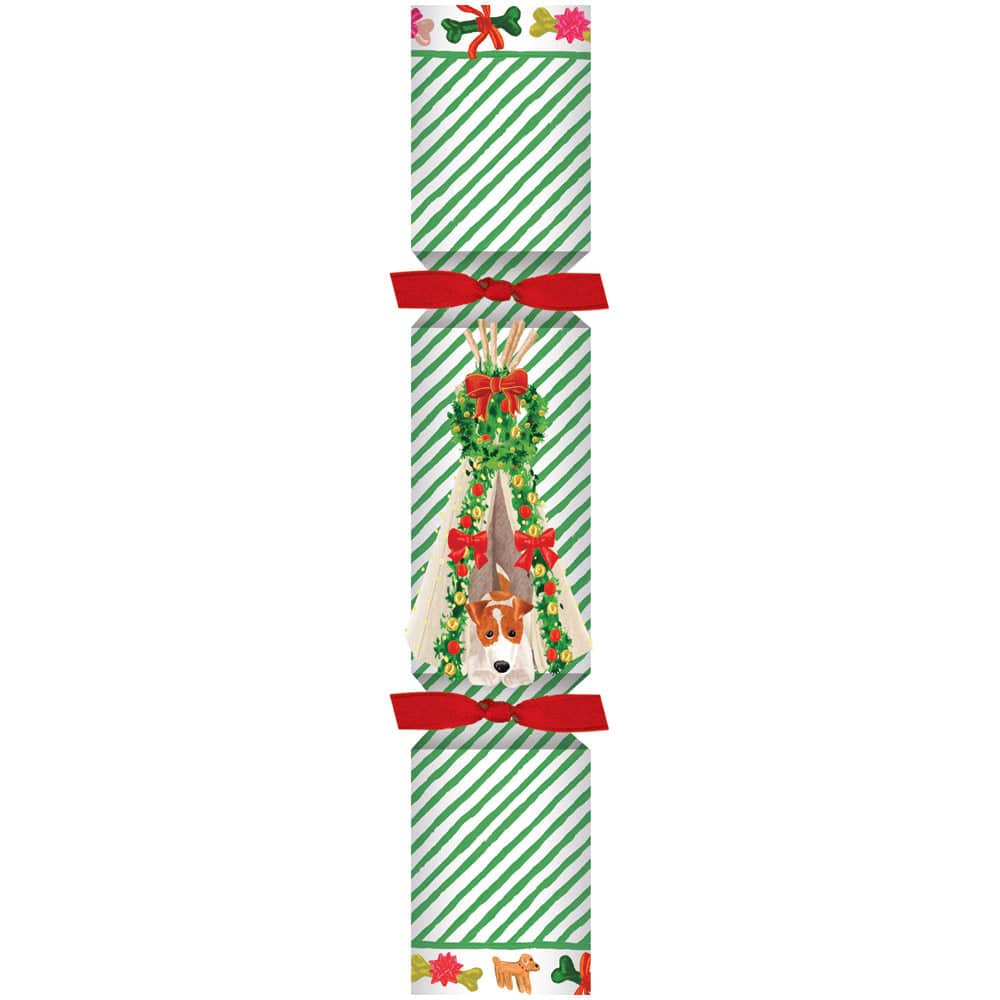 caspari Dog Christmas Teepee Celebration Crackers - 1 Each