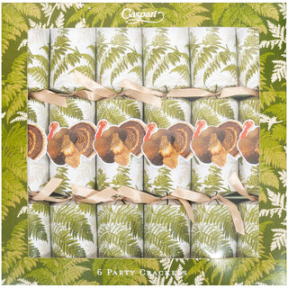 Caspari Turkey Among Ferns Celebration Crackers - includes 7 Celebration Crackers CK196.12