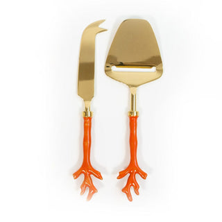 Caspari Coral Cheese Knife & Slicer - Set of 2 COR210