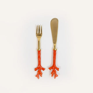 Caspari Coral Spreader & Hors d'oeuvre Fork - Set of 2 COR211
