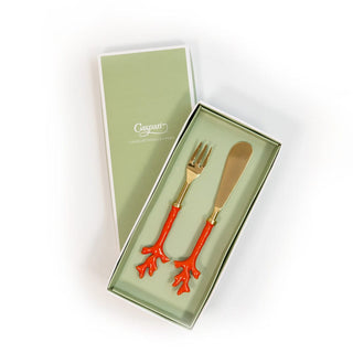 Caspari Coral Spreader & Hors d'oeuvre Fork - Set of 2 COR211