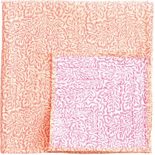 Caspari Block Print Leaves Fuchsia Reversib Labc Cotton Tblcvr-70.5 X 70.5 Inch FTC008