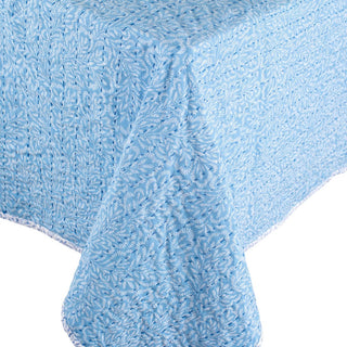 Caspari Block Print Leaves Blue Reversible Fabc Cotton Tblcvr-70.5 X 70.5 Inch FTC009