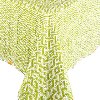 Caspari Orange Grove Cotton Reversible Kantha Quilted Table Cover - 70"x70" FTC010