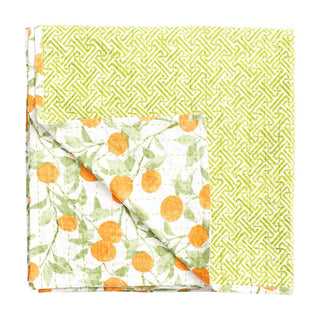 Caspari Orange Grove-Reversible Fabc Cotton Tblcvr-70.5 X 70.5 Inch FTC010