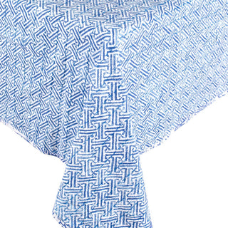 Caspari Pagoda Toile Blue&White-Reversible Fabc Cotton Tblcvr-70.5 X 70.5 Inch FTC012