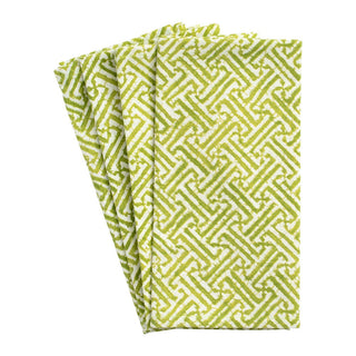 Caspari Fretwork Green Fabc Cotton Napkin-Set Of 4 FTN001B