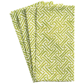 Caspari Fretwork Green Fabc Cotton Napkin-Set Of 4 FTN001B
