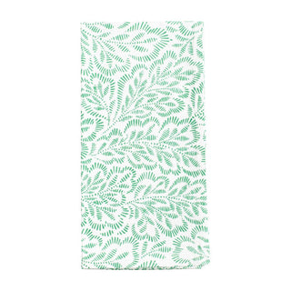 Caspari Block Print Leaves Green/White Fabc Cotton Napkin-Set Of 4 FTN007A