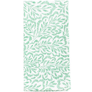 Caspari Block Print Leaves Green/White Fabc Cotton Napkin-Set Of 4 FTN007A
