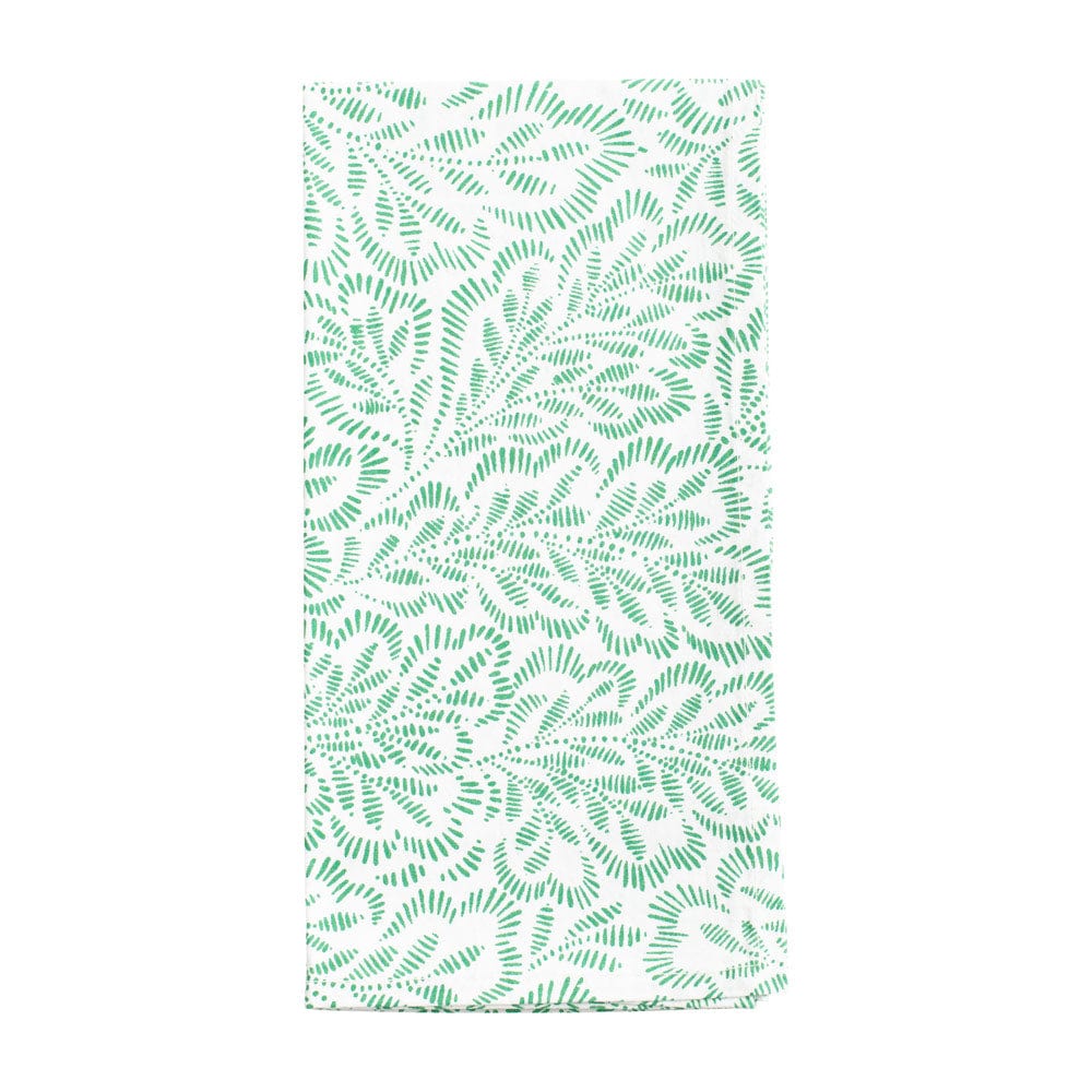 Green - Set of 4 - Bagru Block Printed Cotton Table Napkins (18 x 18 in)