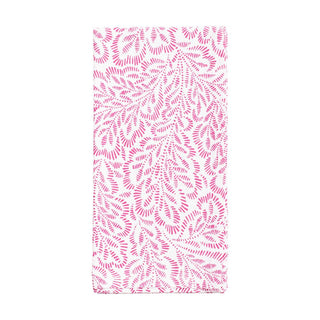 Caspari Block Print Leaves Fuchsia/White Fabc Cotton Napkin-Set Of 4 FTN008A
