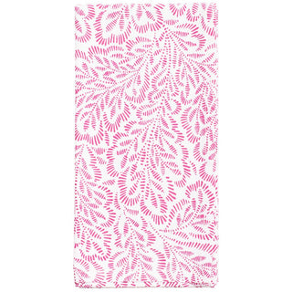 Caspari Block Print Leaves Fuchsia/White Fabc Cotton Napkin-Set Of 4 FTN008A