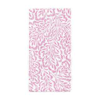Caspari Block Print Leaves Cotton Dinner Napkins in Fuchsia & White - Set of 4, Three Sets FTN008AX3