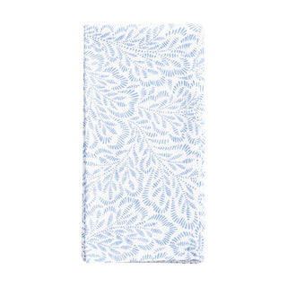 Caspari Block Print Leaves White/Blue Fabc Cotton Napkin-Set Of 4 FTN009B