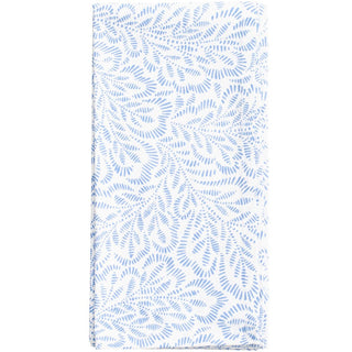 Caspari Block Print Leaves White/Blue Fabc Cotton Napkin-Set Of 4 FTN009B