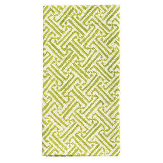 Caspari Fretwork Green/White Fabc Cotton Napkin-Set Of 4 FTN010B