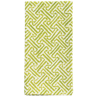 Caspari Fretwork Green/White Fabc Cotton Napkin-Set Of 4 FTN010B