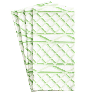 Caspari Trellis Green/White Fabc Cotton Napkin-Set Of 4 FTN011B